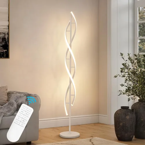 Miniatura 12 de ADISUN Lámpara de pie LED de 40 W, lámpara de pie alta en espiral con control remoto e interruptor de pie, regulable, cambio de color, moderna luz