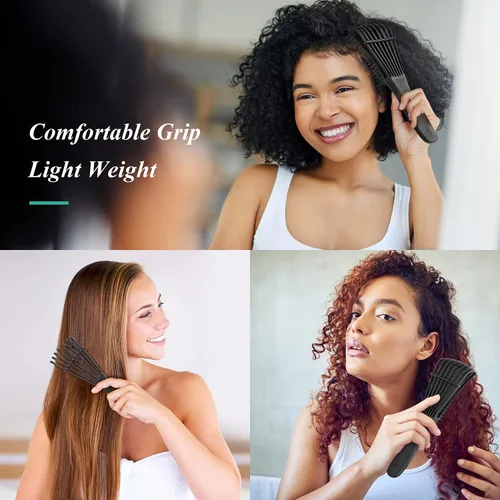 Miniatura 5 de Cepillo desenredante para el cabello, cepillo desenredante para adultos y niños, juego de peines para cabello rizado, ensortijado, afro y ondulado