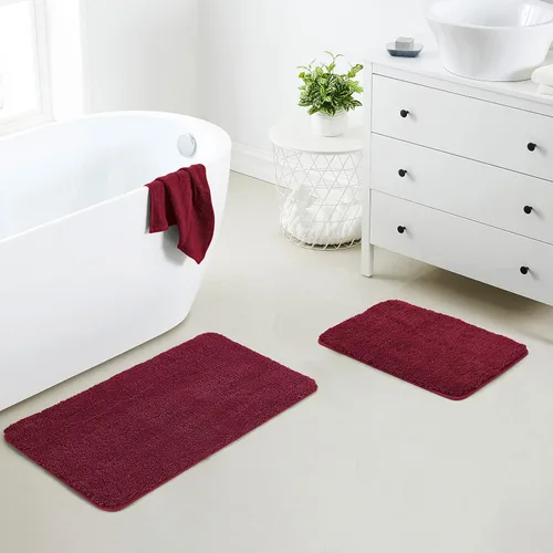 YHF - Juego de 2 alfombras de baño de microfibra extra gruesa y suave, peludas, lavables a máquina, alfombras de baño absorbentes, alfombrilla de