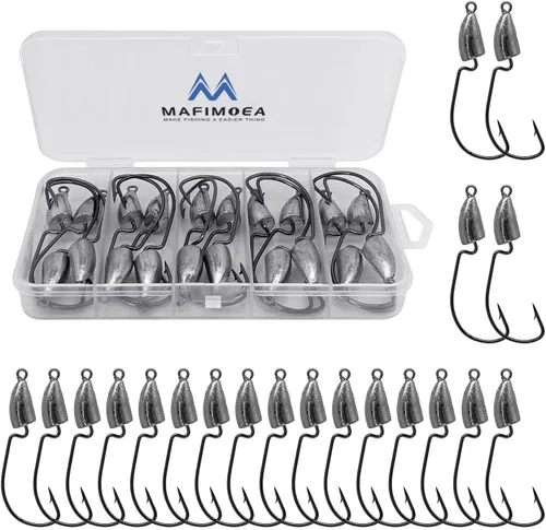 Miniatura 9 de MAFIMOEA - Cabezas de plantilla de bala con peso de Texas Rig Hooks Swimbait Hooks Bass Crappie Walleye Trucha Pesca sin malas hierbas Swimbait Jig