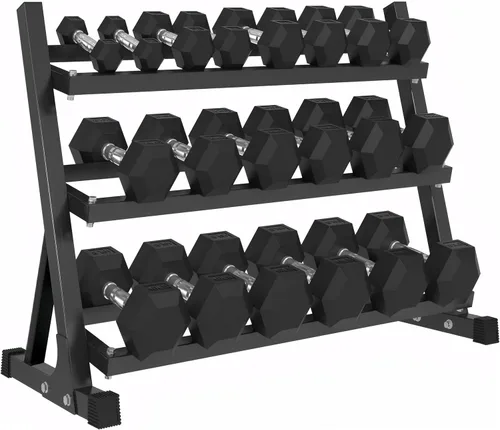 Mancuernas hexagonales de goma con estante de 350/450/550 libras, juego de mancuernas de pesas libres para gimnasio en casa, mancuernas para