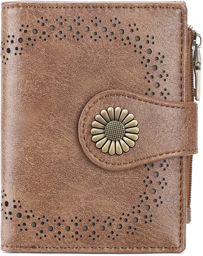 Miniatura 19 de SENDEFN - Carteras pequeñas para mujer, cartera compacta con bloqueo RFID, de cuero, plegable, con bolsillo para monedas y cierre, A-baby Azul