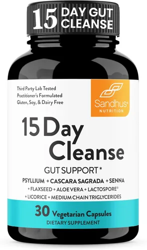 Sandhu's Limpieza intestinal de 15 días para mujeres y hombres | Apoya la limpieza del colon y la salud digestiva | Senna, Cascara Sagrada, cáscara