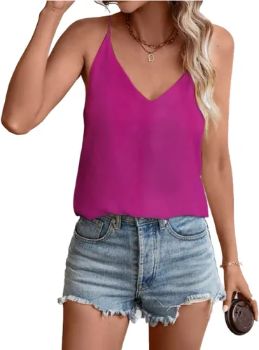 Miniatura 32 de Camiseta de chifón con tirantes delgados ajustables y cuello en V