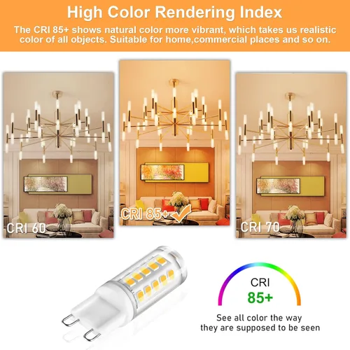 Miniatura 5 de winshine Bombilla LED G9 de 3000 K, luz blanca cálida, bombilla G9 de 4 W (equivalente a halógeno de 40 W), base de cerámica G9 bi pin con ángulo