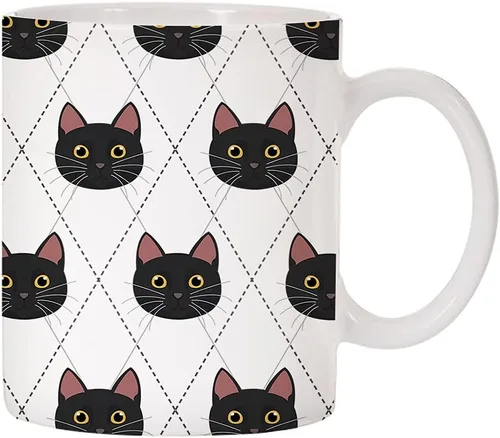 Miniatura 14 de Adorable Cat Breed Design Argyle Pattern Taza de café de cerámica (abisinian)