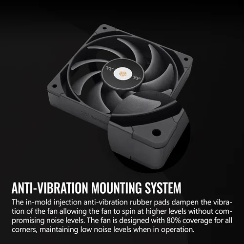 Miniatura 5 de Thermaltake ToughFan 12 Blanco de alta presión estática 2000 PWM, hub de motor reforzado con metal, rodamiento hidráulico Gen 2 de 120 mm/ventilador
