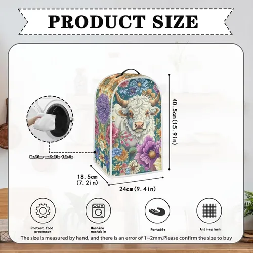 Miniatura 6 de Upetstory Funda antipolvo para licuadora de vaca, estilo bohemio, azteca, para cafetera, electrodomésticos, resistente a las manchas, lavable