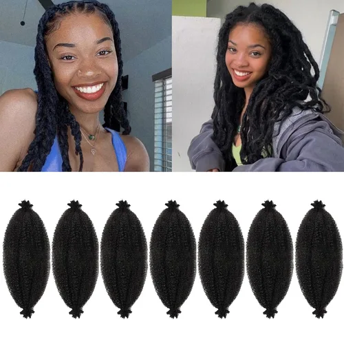 Miniatura 15 de 3 paquetes de cabello trenzado Marley Twist de 8 pulgadas, cabello afro twist elástico preseparado para rastas suaves de imitación, cabello