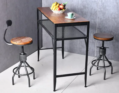 Miniatura 5 de Mesa de bar de 47 pulgadas de alto, mesa de bar de altura de barra, mesa de bar para sofá, mesa de centro rectangular para cocina y comedor, tubo
