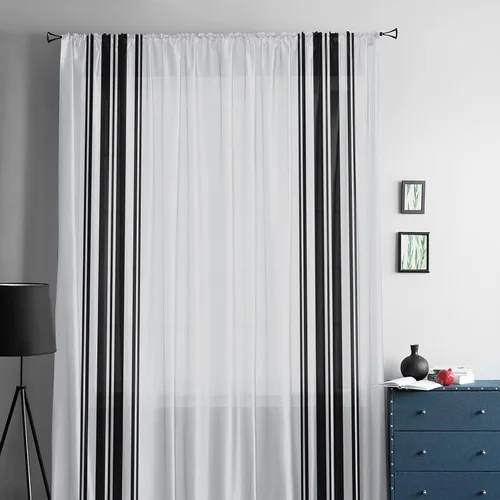 Miniatura 5 de Cortinas semitransparentes a rayas negras y blancas para sala de estar, dormitorio, puertas francesas de 63 pulgadas de largo, cortinas geométricas