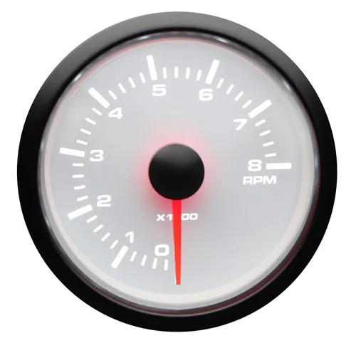 Miniatura 2 de MOTOR METER RACING Serie MGS Tacómetro Eléctrico de 52mm 2-1/16" 8000 RPM Dial Blanco Retroiluminación LED Blanca y Ámbar Impermeable para esfera