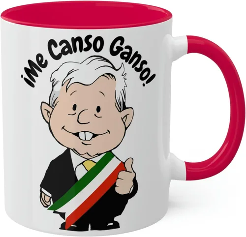 Miniatura 8 de MEXICANDOO AMLO Taza de café Me Canso Ganso con dibujos animados divertidos Muñeco AMLITO Taza de cerámica blanca brillante con colores vibrantes
