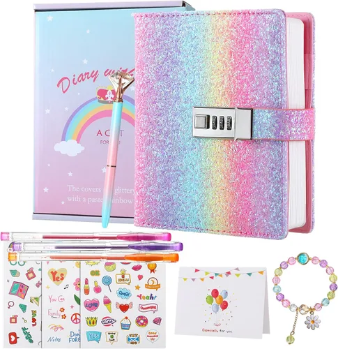 Diario con candado para niñas, diarios con contraseña bloqueada para adolescentes, regalos de diario secreto para niñas de 9, 10, 11, 12 años, juego