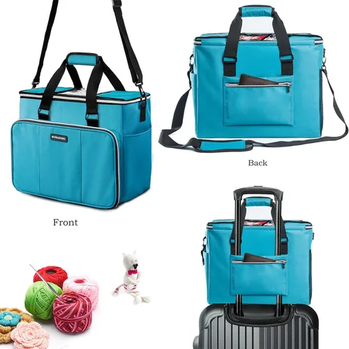 Miniatura 5 de MYBAGZING Bolsa de Tejer, Organizador Grande de Almacenamiento de Hilo, Bolsas y Totes de Crochet, Bolsas de Hilo para Crochet, Estuche Porta Hilos