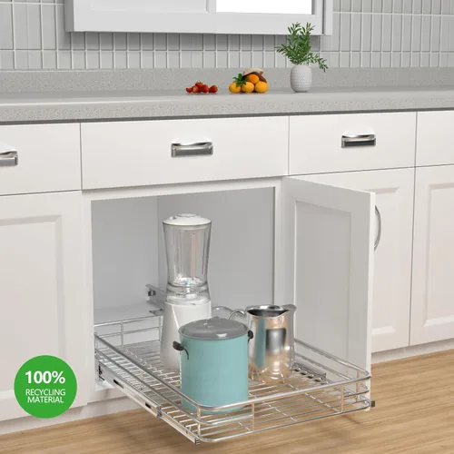 Miniatura 2 de JOWBOOW Organizador de gabinete extraíble (20" An x 21" Pr), Estantes extraíbles para gabinetes de cocina, Cajones deslizables de metal resistente