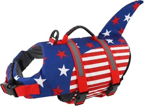 Miniatura 11 de Doglay Chaleco salvavidas para perro, tejido antidesgarros Ripstop, lindo chaleco salvavidas para perros con flotabilidad superior y asa de rescate