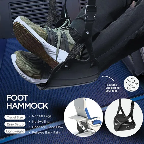 Miniatura 7 de Homeify Kit de viaje en avión, almohada ajustable para el cuello del avión de espuma viscoelástica con soporte para teléfono, máscara de ojos, Gris