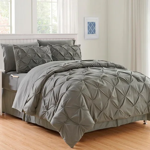 Miniatura 13 de Elegant Comfort Juego de edredón con pliegues pinzados de 8 piezas - Cama completa en una bolsa para todas las estaciones, incluye juego de sábanas