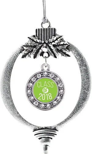 Miniatura 32 de Inspired Silver - Bonita bandera estadounidense - Adorno de Navidad plateado - Adorno de árbol de Navidad con dije circular con circonita cúbica