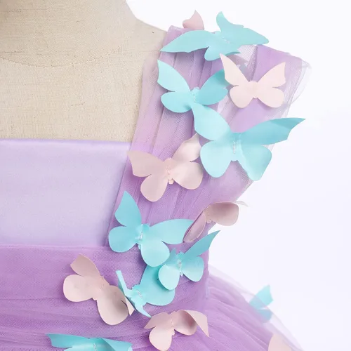 Miniatura 4 de Vestido de cumpleaños de mariposa para niñas pequeñas, vestido de tul alto y bajo de tul para bautizo, fiesta de boda, vestidos de tul para sesión