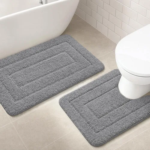 Miniatura 11 de HOMORE Alfombra de baño negra de 24 x 17 pulgadas, suave y absorbente, alfombra de baño pequeña, alfombra de baño lavable antideslizante para bañera