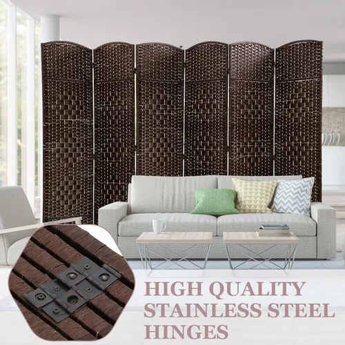Miniatura 4 de Divisor de madera de 6 paneles, 6 pies de alto, divisor de pared plegable de madera, cada panel para el hogar, oficina, dormitorio, restaurante