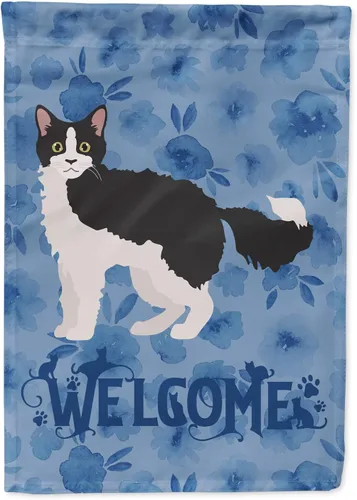 Miniatura 275 de Caroline's Treasures CK4813CHF - Bandera de bienvenida con gato abisinio azul, manga grande, para porche, para colgar en la pared, poliéster