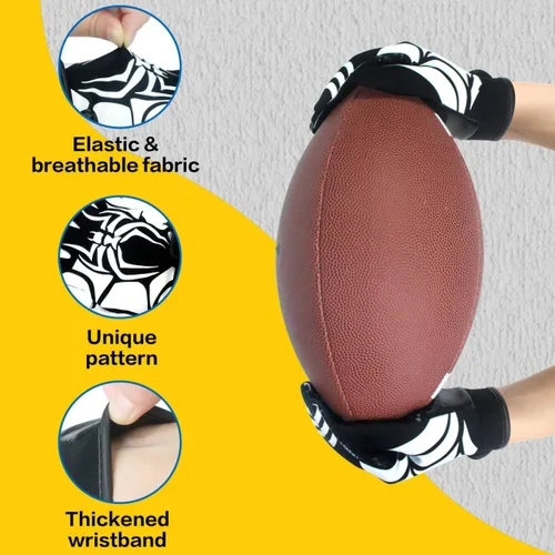 Miniatura 2 de Guantes de receptor de fútbol americano para niños - Agarre de silicona antideslizante y parte trasera de licra transpirable para un mejor control