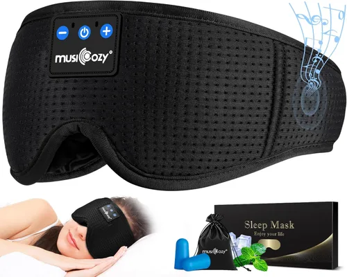 Miniatura 12 de MUSICOZY - Auriculares para dormir 3D Bluetooth 5.4, máscara de ojos transpirable inalámbrica, auriculares para dormir con diadema para personas que