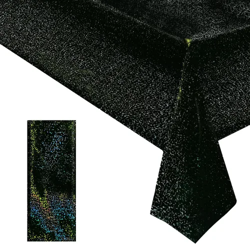 Miniatura 32 de 4 piezas de mantel de fiesta azul real holográfico de 40" x 108" con iridiscencia, mantel de plástico azul marino brillante para graduación, 4