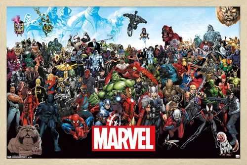 Miniatura 7 de Marvel Comics The Marvel Lineup - Póster de pared, 34 pulgadas de largo x 22.4 pulgadas de ancho, versión enmarcada de madera de granero Versión