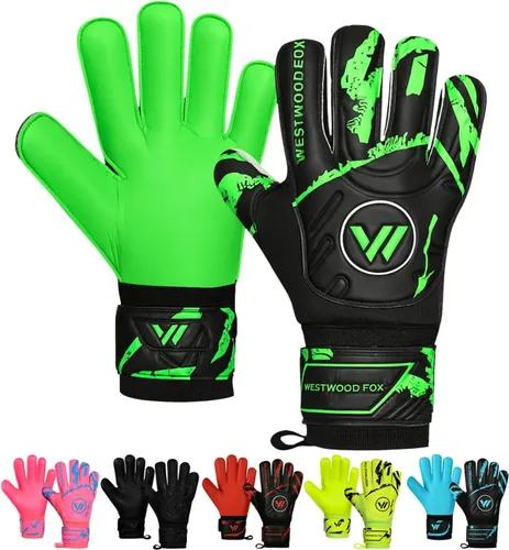 Miniatura 9 de WESTWOOD FOX Guantes de portero Guantes de portero de fútbol con protección para los dedos para niños, jóvenes, adultos, agarre pesado en la palma