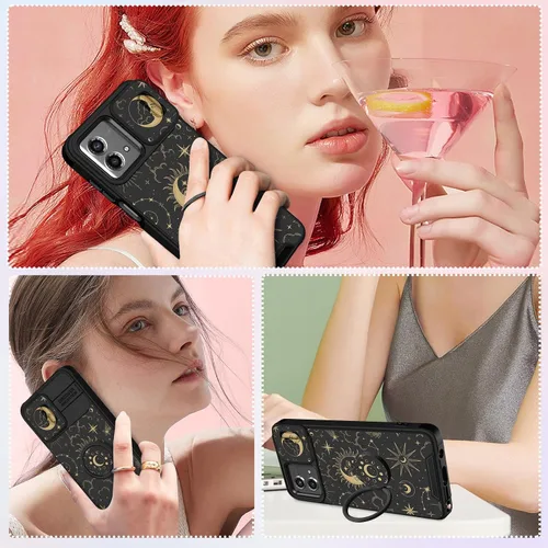 Miniatura 6 de Funermei Funda para Moto G Stylus 5G 2023 – Sol Luna - Funda de teléfono linda para mujeres y niñas, bonita funda de teléfono con diseño estético