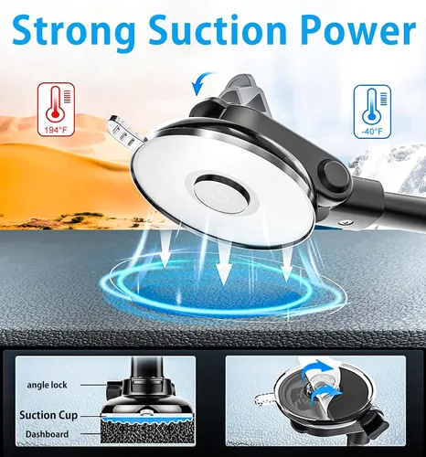 Miniatura 4 de Soporte de tablet para parabrisas de automóvil [brazo flexible de cuello de cisne de 13 pulgadas] Soporte de tableta de súper succión para automóvil