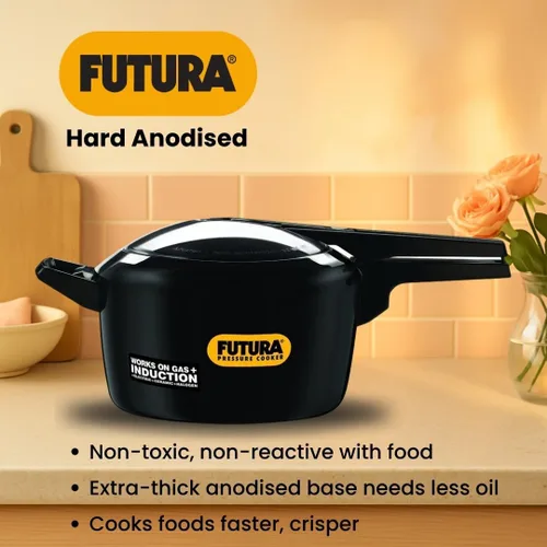 Miniatura 2 de Hawkins Futura - Olla a presión de 5 litros, olla a presión con tapa interior anodizada dura, cocina de inducción, olla de sartén, color negro