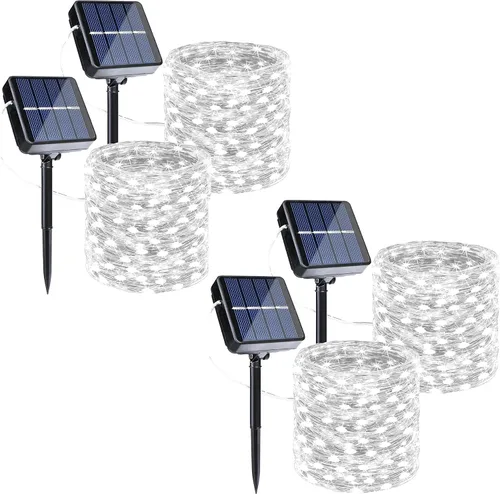 Miniatura 11 de Joomer - Tira de luces solares de hadas, paquete de 2, total 80 pies, 240 LED, luces de cuerda solar para exteriores, impermeables, 8 modos