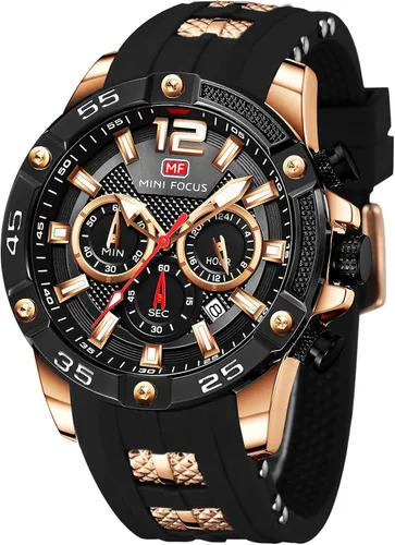 Mini Focus Men Watches Unique Casual Wrist Watches ChronographWaterproofLuminousCalendar24 Hours Silicon Band Fashion Watches for Men