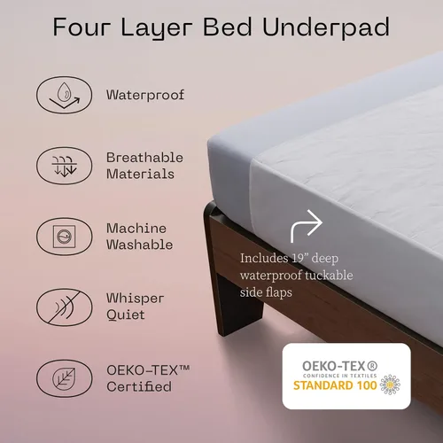 Miniatura 4 de Coop Home Goods Paquete de protector de colchón Queen y almohadilla para incontinencia, impermeable, ultra lujoso, CertiPUR-US, Greenguard Gold