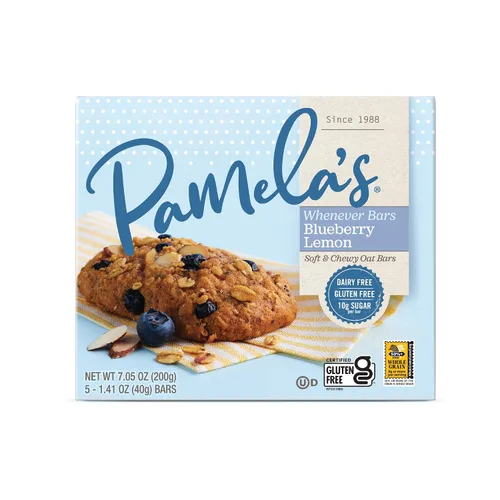 Miniatura 4 de Pamela's - Barras Whenever sin gluten, almendra de arándano, especias de nuez pasa, limón arándano y coco con chispas de chocolate, 7.05 onzas