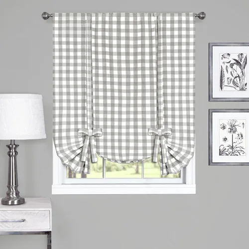 Miniatura 5 de Achim Home Furnishings - Cortina de ventana a cuadros de un solo paño, 42 x 63 pulgadas, blanca y negra