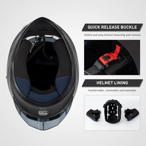 Miniatura 6 de SPARK Casco de motocicleta de cara completa para adultos, aprobado por DOT, ligero y ventilado, doble visera para hombres y mujeres, motos de nieve