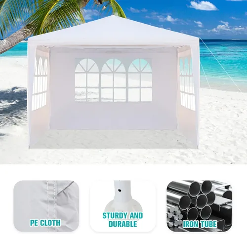 Miniatura 3 de BELANITAS Tiendas de campaña de fiesta de 10 x 10 con 3 ventanas, tienda de campaña para fiestas, cenador para eventos de cumpleaños, jardín