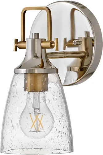 Miniatura 5 de Hinkley Easton 51270PN - Accesorio de tocador de baño de una sola luz, industrial moderno, pantalla de vidrio transparente, se monta hacia arriba