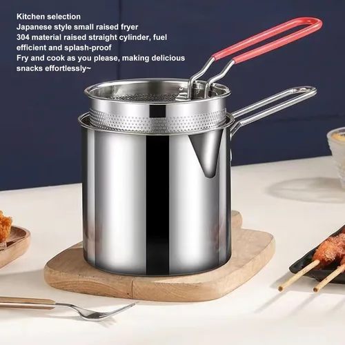 Miniatura 2 de Olla de mano para freír el hogar, olla de acero inoxidable 304, sartén multifuncional para fritos profundos para cocina, papas fritas y pollo