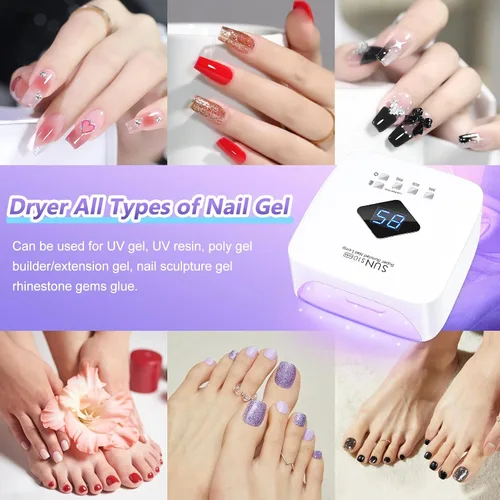 Miniatura 8 de LKE Lámpara de uñas UV recargable inalámbrica, luz UV de 86 W para uñas de gel con 3 ajustes de temporizador, sensor automático, secado rápido