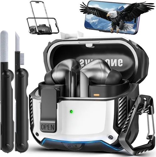 Miniatura 26 de Lock Fit Diseñado para Samsung Galaxy Buds3 FE (2025) / Buds3 Pro (2024) / Funda Buds 3 (2024), con kit de limpieza Cuerpo completo Resistente a
