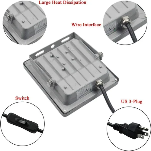 Miniatura 2 de Paquete de 5 luces LED negras de 10 W, luz de inundación de luz negra con enchufe, impermeable IP66 para exteriores, luz negra para fiesta de baile