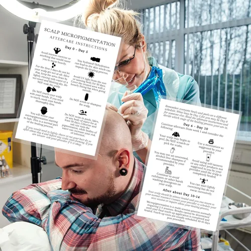 Miniatura 7 de Tarjetas de instrucciones de cuidado posterior de micropigmentación del cuero cabelludo para clientes 30 paquetes para maquillaje permanente