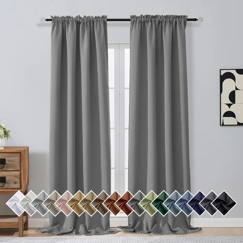 Miniatura 247 de OVZME Cortinas opacas turquesa para tratamiento de ventanas pequeñas, cortinas cortas con bloqueo de luz para ventana de cocina sobre el fregadero